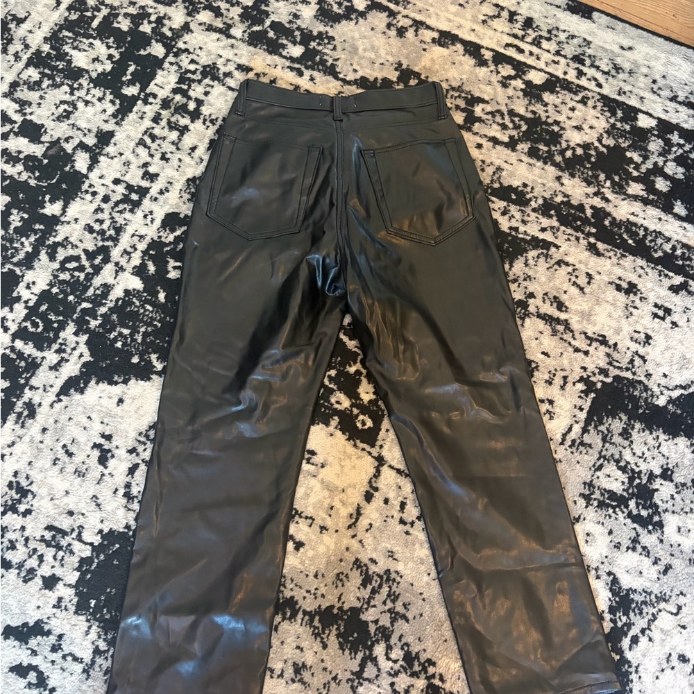 Women’s Abercrombie Half Leather Half Denim 90s high rise straight - Picture 3 of 4